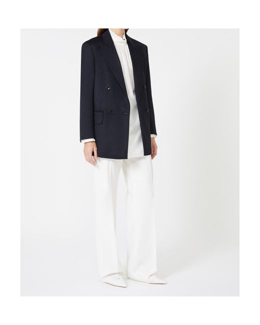 Max Mara White Logo Patch Pleat Detailed Pants