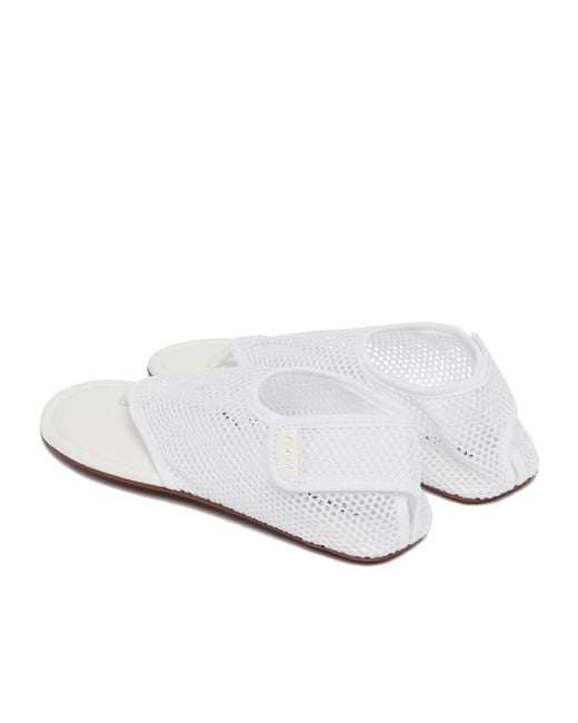 Alaïa White Alaïa Fishnet Thong Sandals
