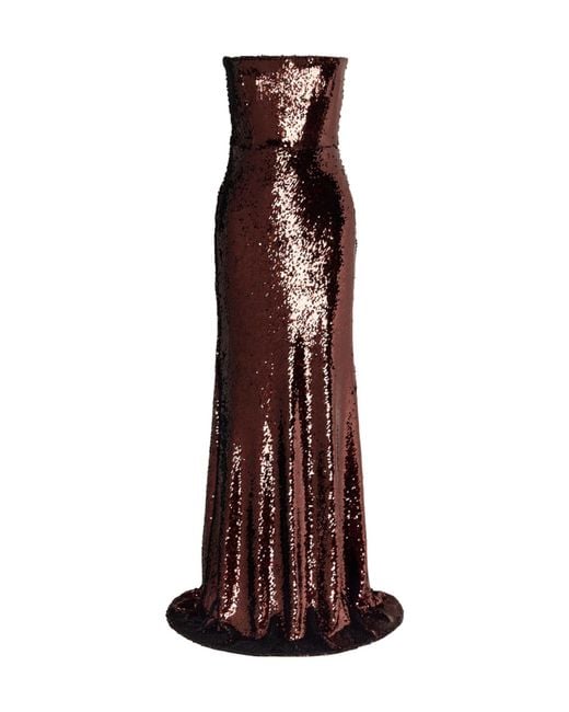 Alex Perry Brown Sequin-Embellished Gown