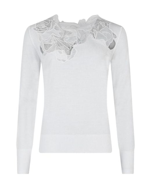 Ermanno Scervino White Fine Knit Wool Pullover