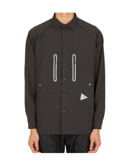 And Wander Black Zip Detailed Shirt for men