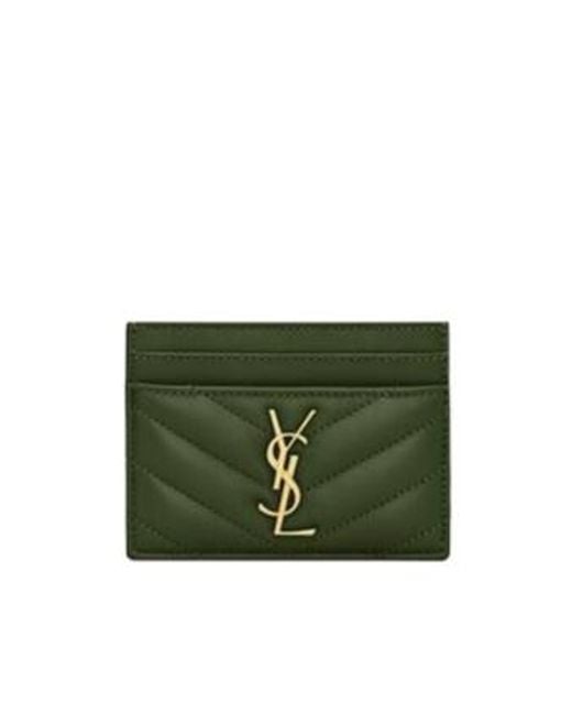Saint Laurent Green Cassandre Matelassé Card Case
