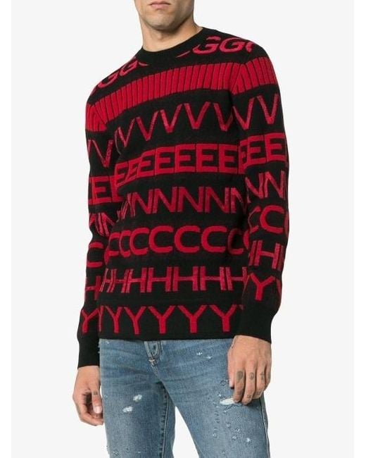 Givenchy Red Alphabetical Sweater for men