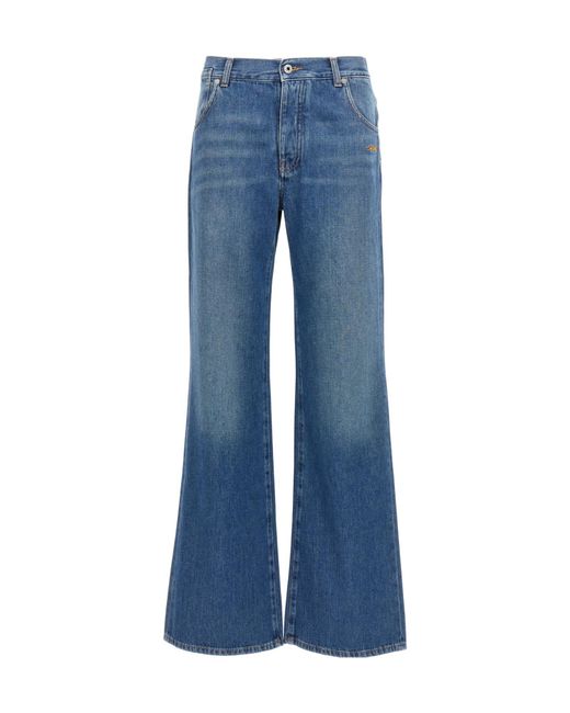 Off-White c/o Virgil Abloh Blue Logo Patch Wide Leg Jeans