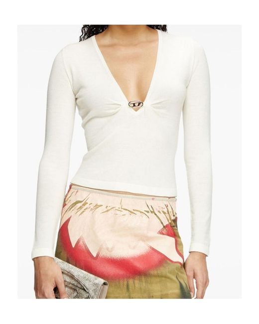 DIESEL White M-Piaffy V-Neck Top