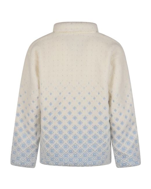 Casablanca Gray Semi-Zipper Long-Sleeve Knitted Sweater for men