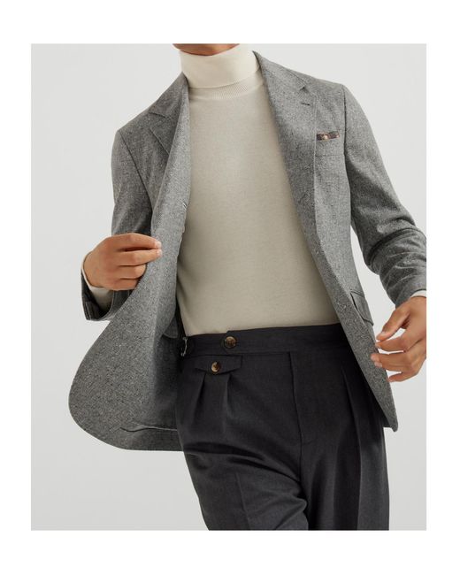 Brunello Cucinelli Gray Flecked-Effect Blazer for men