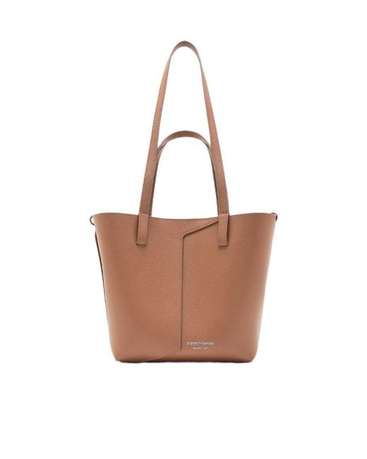 Emporio Armani Brown Logo-Print Tote Bag