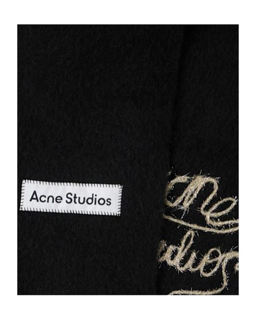 Acne Black Solid Winter Logo Scarf for men