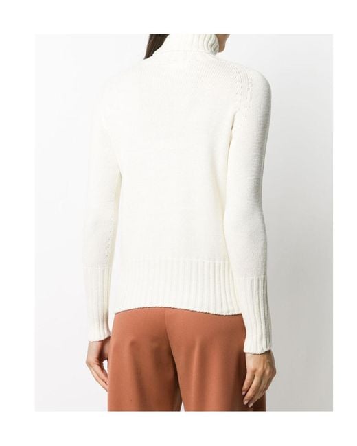 Drumohr White Long-Sleeve High-Neck Sweater