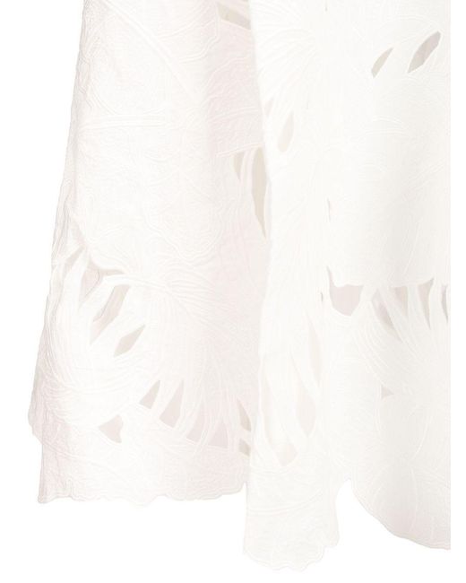 Zimmermann White Mahon Cut-Out Detailed Midi Skirt