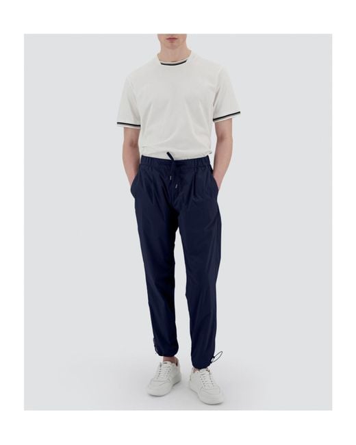 Herno Blue Mid-Rise Tapered Trousers for men