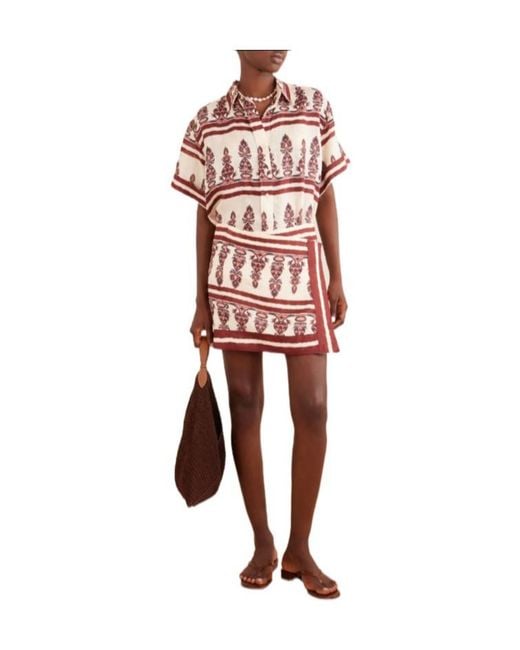 Johanna Ortiz Red Roots Pattern Mini Skirt