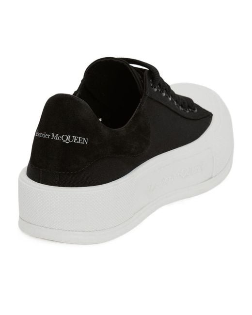 McQueen White Tread Slick Lace-Up Sneakers