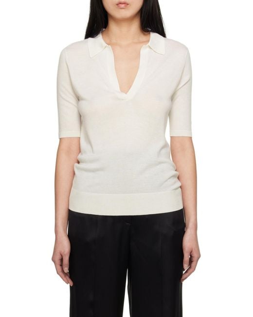 Gabriela Hearst White Short-Sleeved Polo Shirt