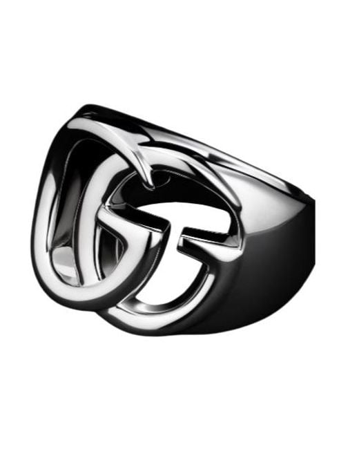 Gucci Black Gg Marmont Cut-Out Wide Ring