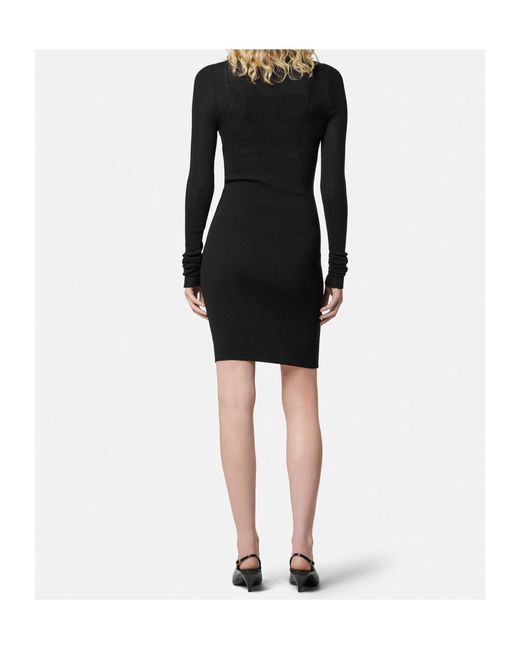 Versace Black Fitted Knitted Mini Dress