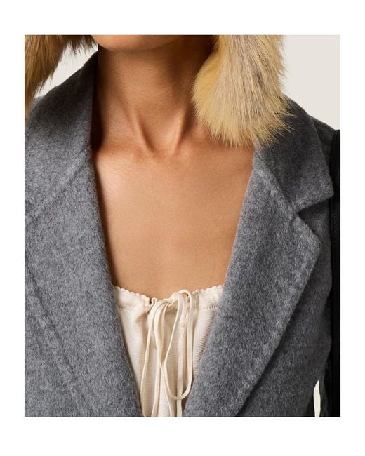 Miu Miu Gray Single-Breasted Double-Layer Wool Coat