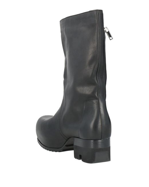 Rick Owens Black Minimalist Leather Boots