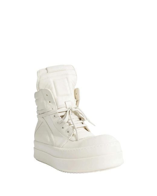Rick Owens White Mega Bumper Geobasket Zip-Up Sneakers