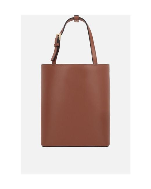 Prada Brown Triangle-Logo Leather Tote Bag