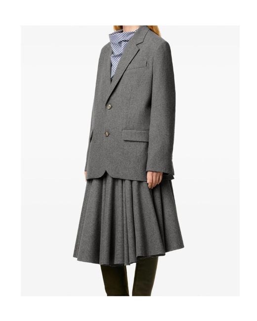 AMI Gray Single Breasted Long Sleeved Jacket