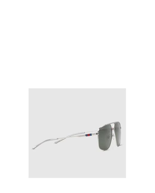 Gucci Metallic Eyewear Navigator Frame Sunglasses for men