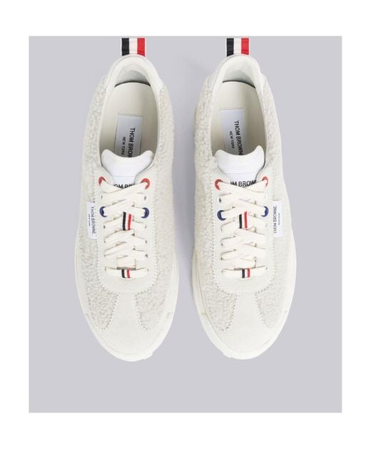 Thom Browne White Tech Runner Shearling Sneakers