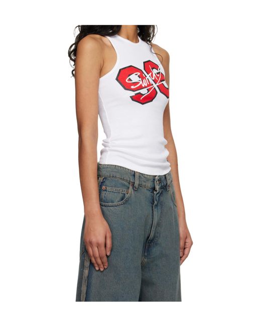 Vivienne Westwood Blue Ribbed Stretch Cotton Jersey Tank Top