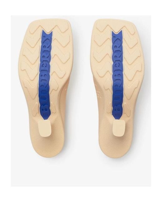 Burberry White Equestrian Knight Square-Toe Slip-On Mules