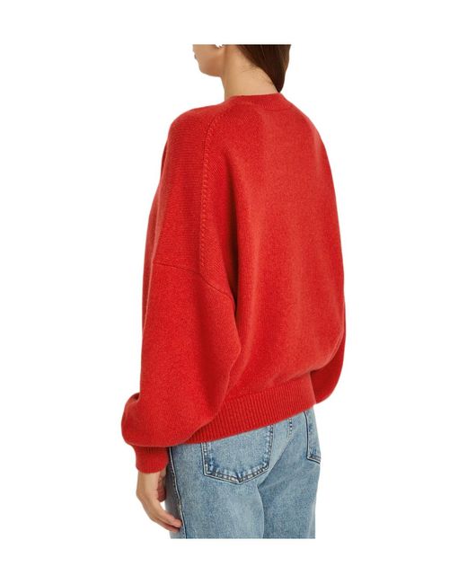 Khaite Red Loose Cashmere Knitted Sweater