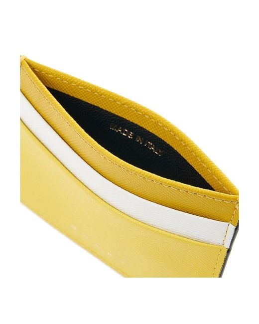 Marni Yellow Logo Printed Cardholder