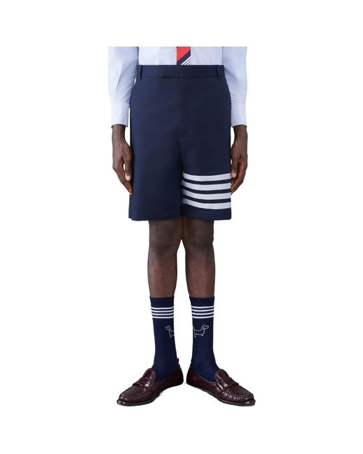 Thom Browne Blue 4 Bar-Stripe Shorts for men