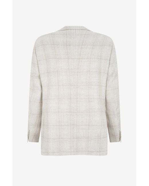 Brioni White Checked Wool-Blend Blazer for men