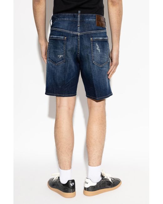 DSquared² Blue Distressed Denim Shorts for men