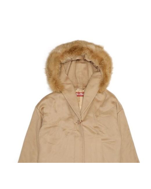 Max Mara Natural Woolly Collar Hooded Coat