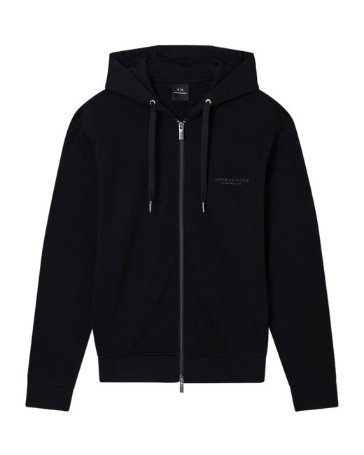 ARMANI EXCHANGE Blue Zip-Fastening Hoddie for men