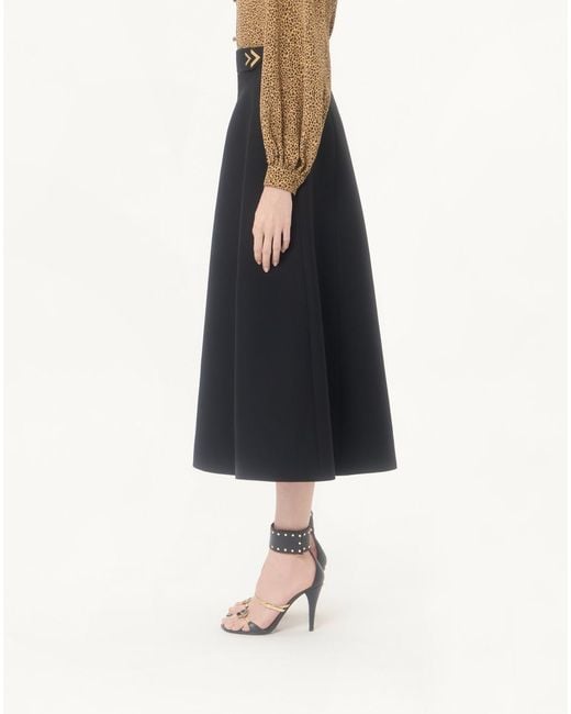 Valentino Black Crepe Couture Midi Skirt