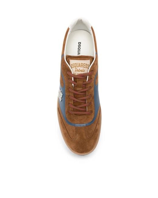 DSquared² Brown Rebels Logo-Plaque Sneakers for men