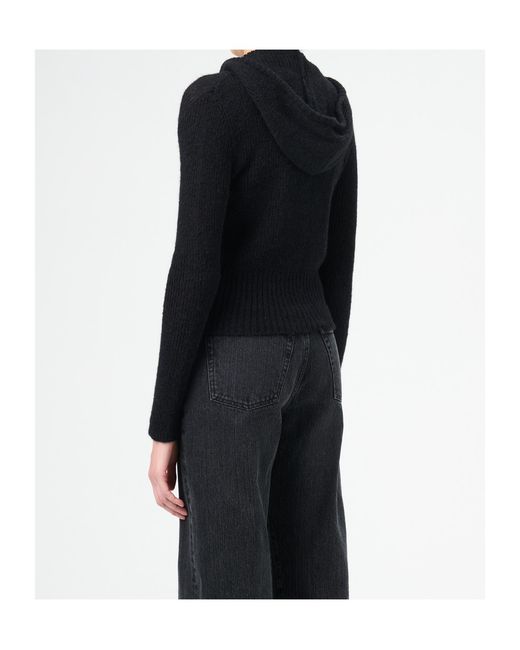 Our Legacy Black Compact Hood Knitted Zip-Up Cardigan