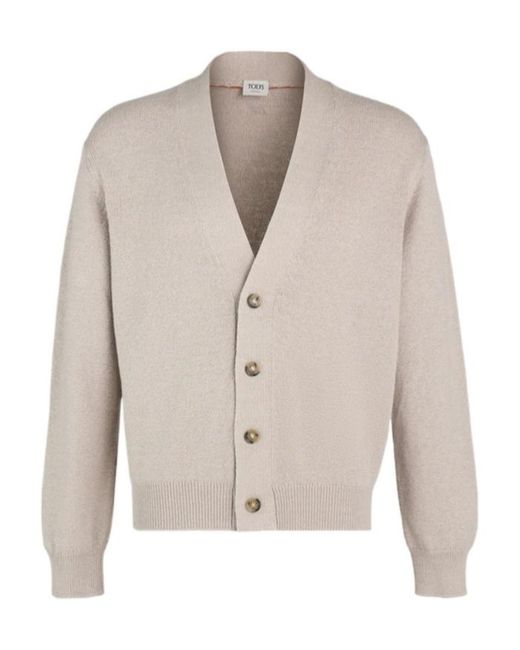Tod's Natural Long-Sleeved Cardigan for men