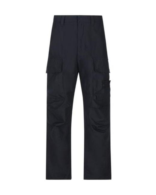 Stone Island Blue Logo-Patch Cargo Pants for men