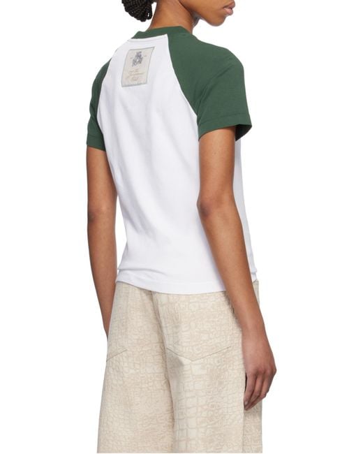 Jacquemus Green Cropped T-Shirt With Contrasting Raglan Sleeves