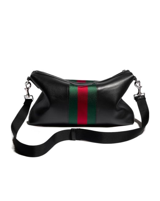 Gucci Black Mega Web Trademark Medium Crossbody Bag for men