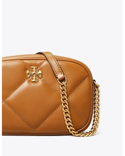 Tory Burch Brown Kira Diamond Quilt Camera Crossbody Bag