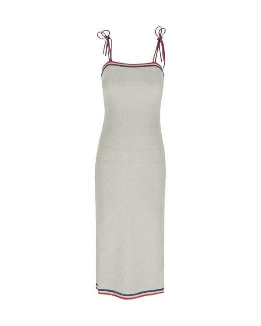 Fendi White Allover Ff Logo Knitted Dress