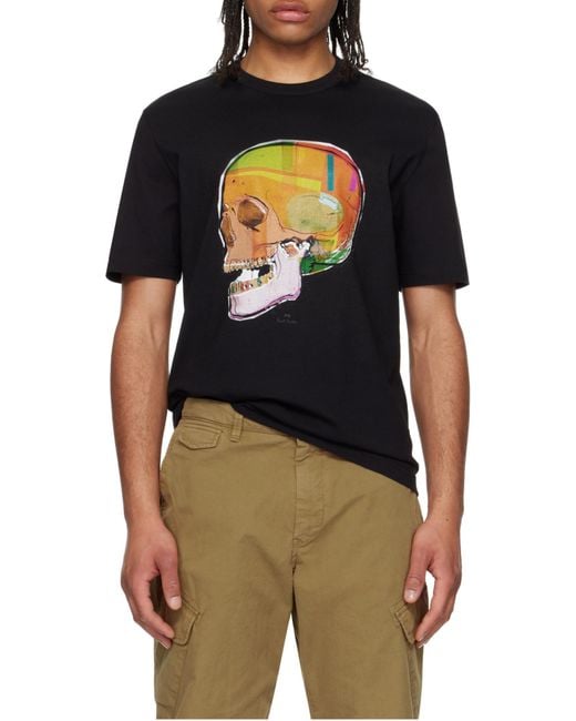 Paul Smith Black Ps Skull Sketch Print T-Shirt for men