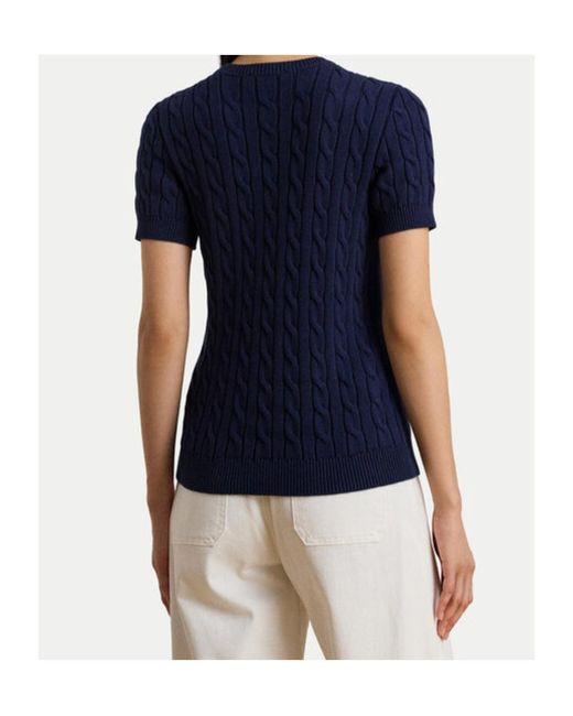 Ralph Lauren Blue Cable-Knit Logo Jumper