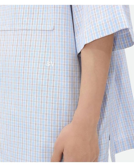 Bottega Veneta White Bv Embroidered Check Overshirt for men