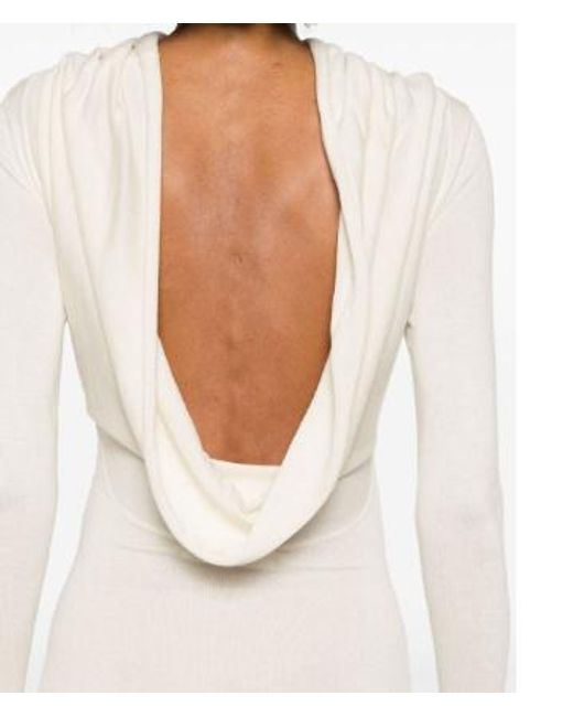 AYA MUSE White Fine-Knit Ultra-Long Dress